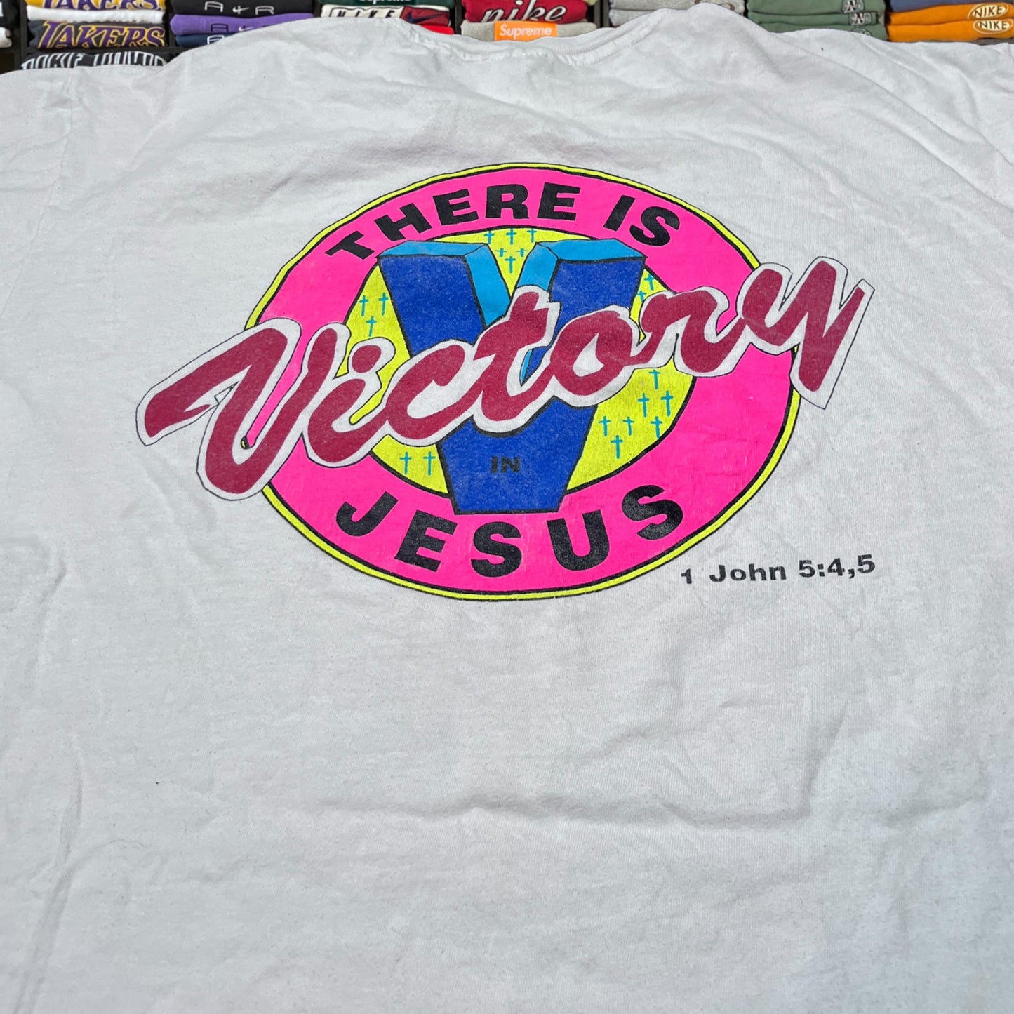 90s Jesus tee “there is victory in Jesus” xlarge