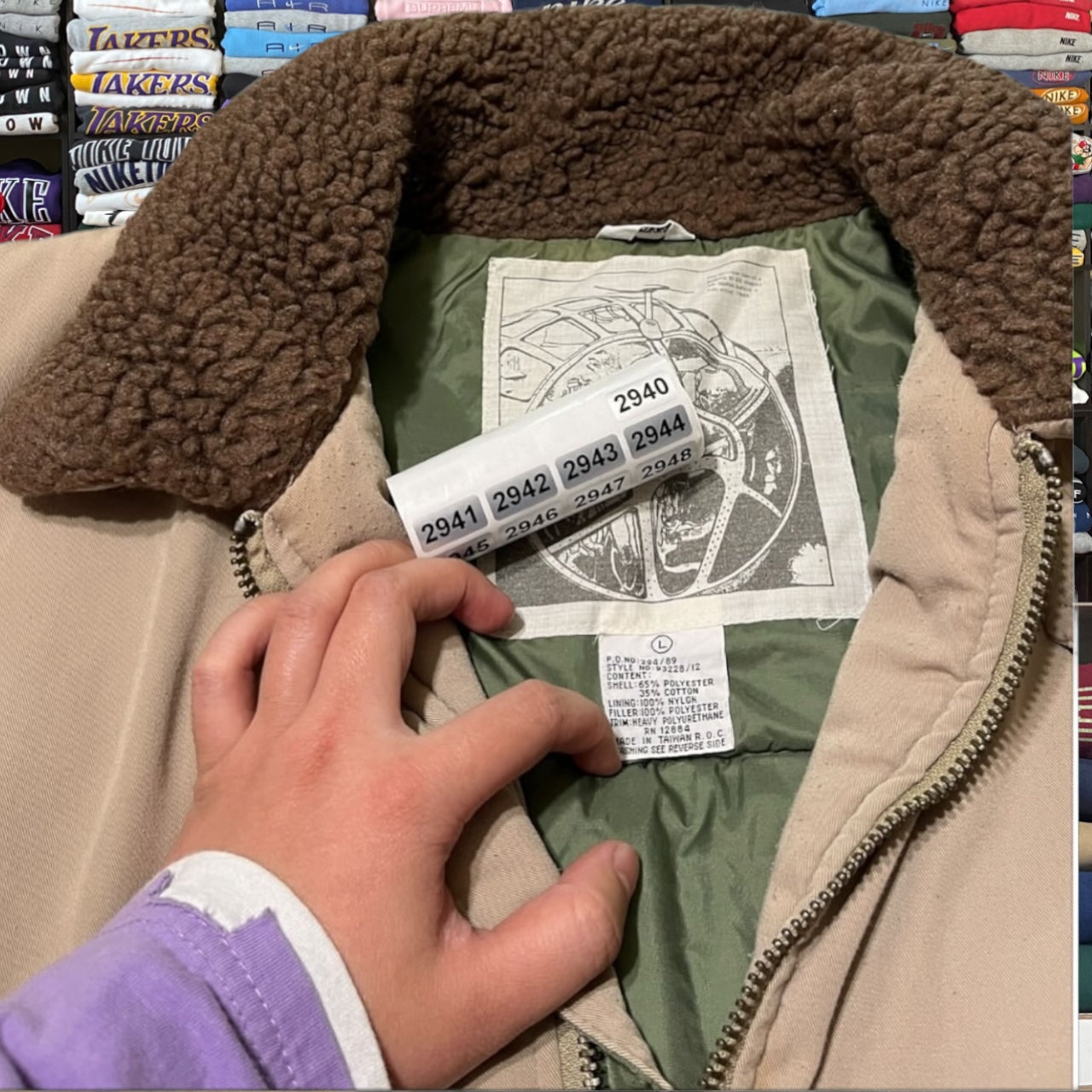 90s utility camo fur jacket