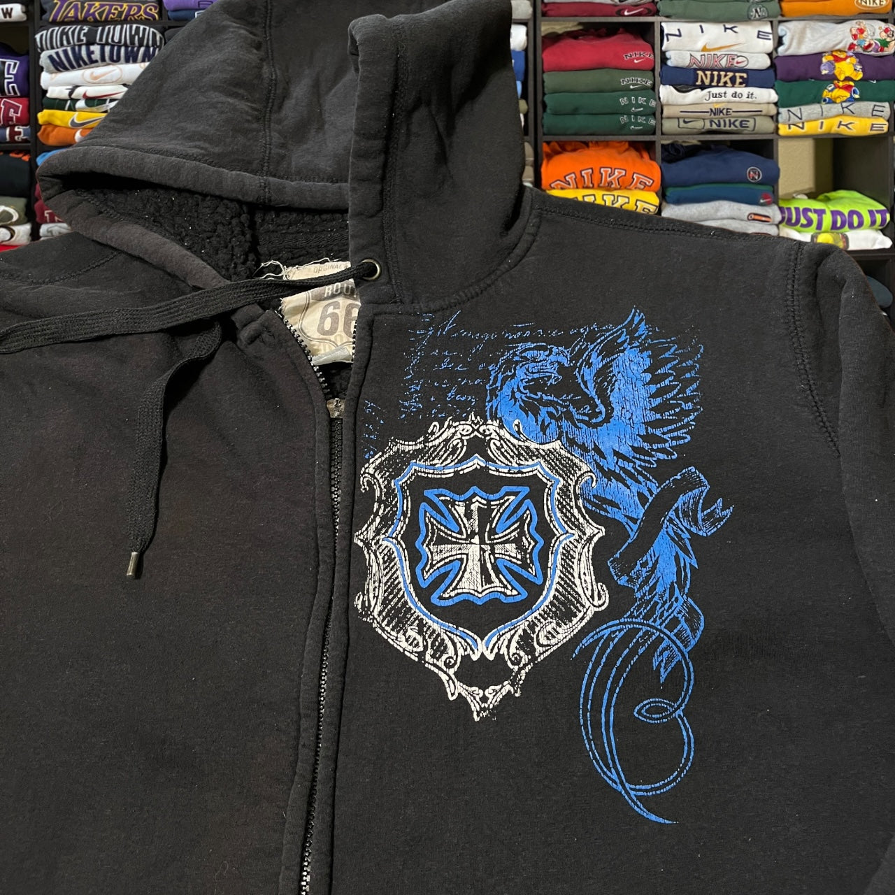 Y2K skater grunge cross full zip hoodie