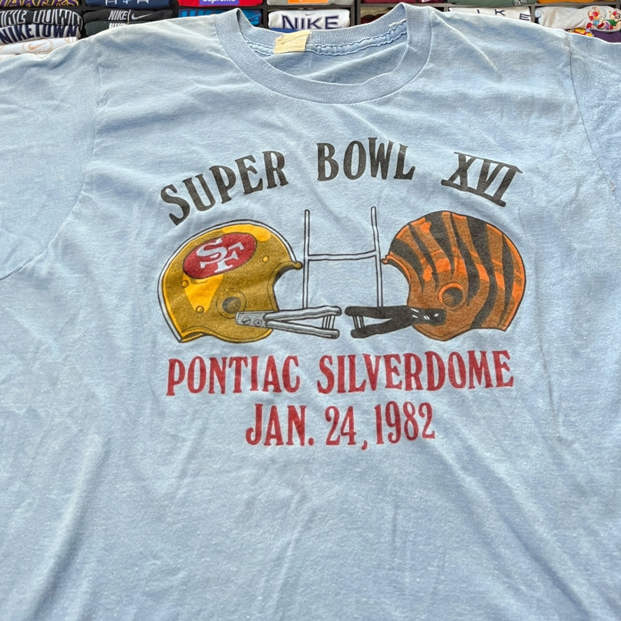 Vtg 1982 Super Bowl San Francisco 49ers vs bengals nfl football shirt
