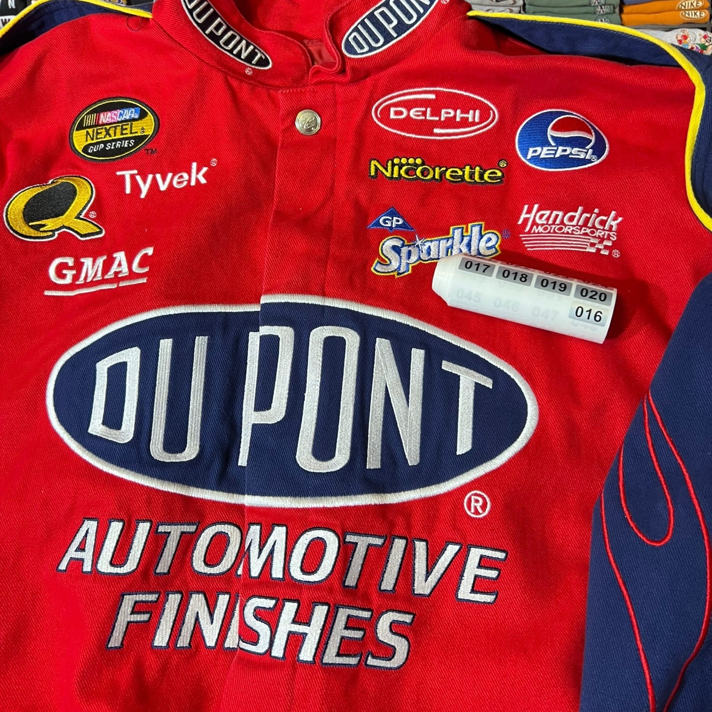 Vintage DU PONT flame NASCAR varsity jacket heavy weighted super good quality