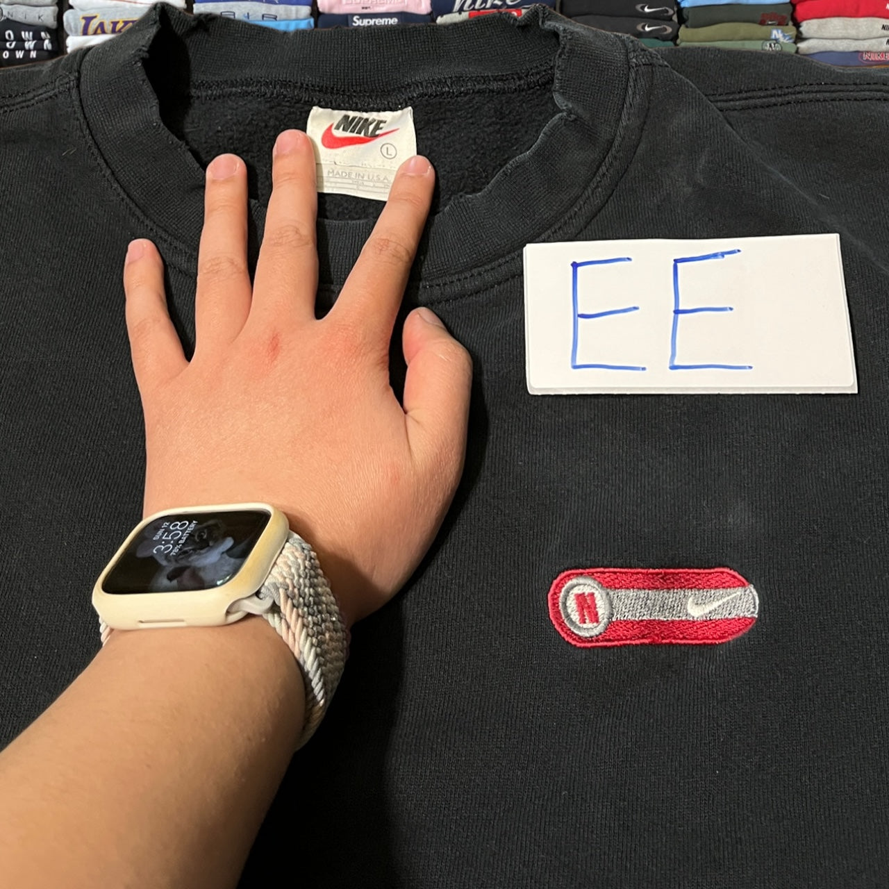 90s rare Nike embroidered logo sweater
