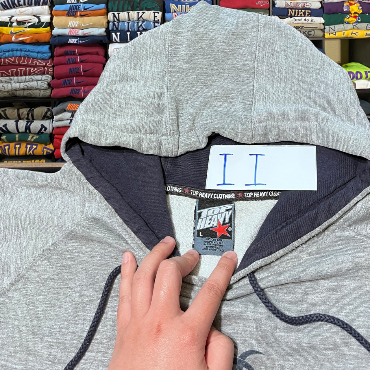 Y2K top heavy grey hoodie
