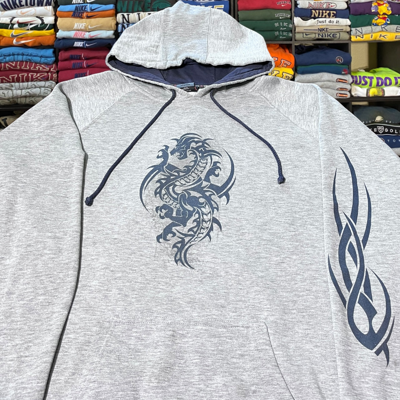 Y2K top heavy grey hoodie