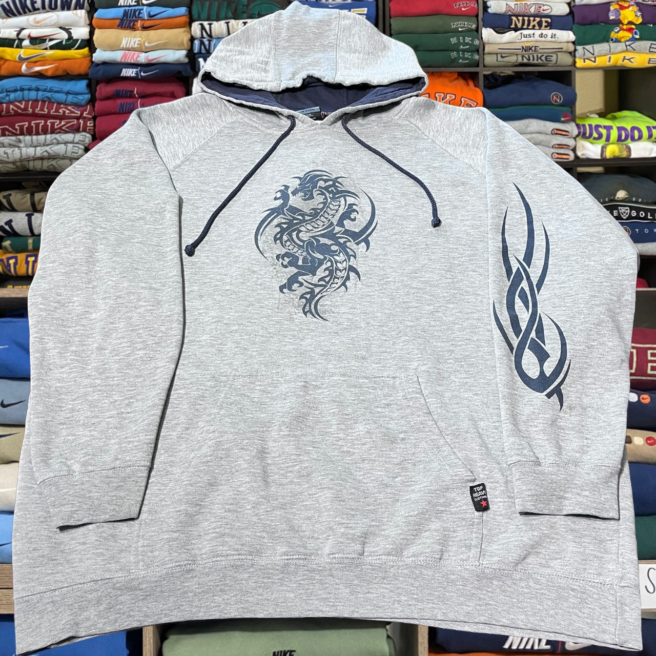 Y2K top heavy grey hoodie